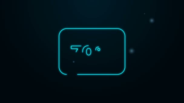 Glödande neon line termostat ikon isolerad på svart bakgrund. Temperaturreglering. 4K Video motion grafisk animation — Stockvideo