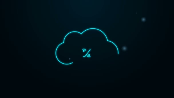 ネオンラインの輝き黒の背景に隔離された湿度アイコン。天気と気象、雲、温度計のシンボル。4Kビデオモーショングラフィックアニメーション — ストック動画