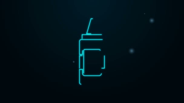 Glowing neon line Mustard bottle icon isolated on black background. 4K Video motion graphic animation — Stock Video