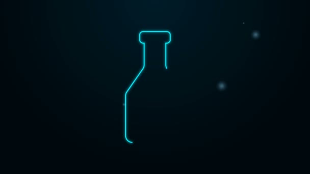 Glowing neon line Ketchup bottle icon isolated on black background. 4K Video motion graphic animation — Stock Video
