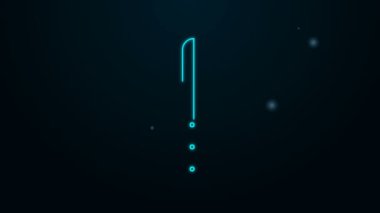 Parlayan neon çizgisi barbekü bıçağı ikonu siyah arka planda izole edildi. Mutfak bıçağı ikonu. Barbekü bıçağı işareti. Barbekü ve ızgara aleti. 4K Video hareketli grafik canlandırması