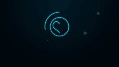 Siyah arkaplanda kalp simgesi izole edilmiş parlak neon çizgisi haritası. 4K Video hareketli grafik canlandırması