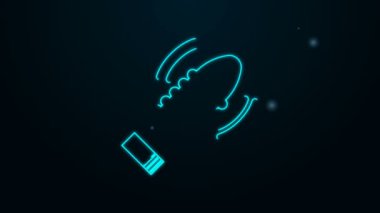 Glowing neon line Dildo vibrator for sex games icon isolated on black background. Sex toy for adult. Vaginal exercise machines for intimate. 4K Video motion graphic animation