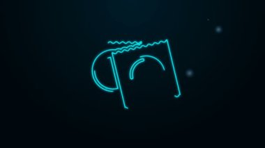 Siyah arka planda izole edilmiş güvenli seks ikonunda parlayan neon hattı prezervatifleri. Güvenli aşk sembolü. Erkekler için doğum kontrol yöntemi. 4K Video hareketli grafik canlandırması