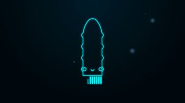 Glowing neon line Dildo vibrator for sex games icon isolated on black background. Sex toy for adult. Vaginal exercise machines for intimate. 4K Video motion graphic animation