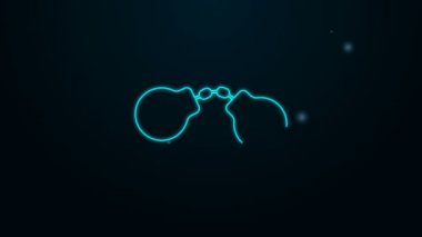 Parlak neon çizgili kelepçe simgesi siyah arkaplanda izole edildi. 4K Video hareketli grafik canlandırması