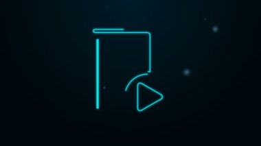 Parlayan neon hattı Ses kitabı simgesi siyah arkaplanda izole edildi. Oynat ve kaydet. Ses rehberi işareti. Çevrimiçi öğrenme kavramı. 4K Video hareketli grafik canlandırması