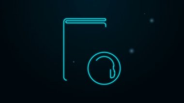 Parlayan neon hattı Ses kitabı simgesi siyah arkaplanda izole edildi. Kulaklıklı kitap. Ses rehberi işareti. Çevrimiçi öğrenme kavramı. 4K Video hareketli grafik canlandırması