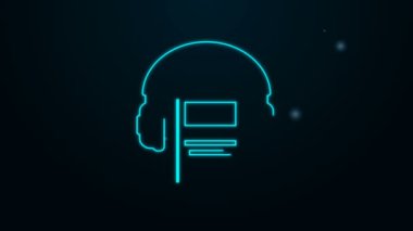 Parlayan neon hattı Ses kitabı simgesi siyah arkaplanda izole edildi. Kulaklıklı kitap. Ses rehberi işareti. Çevrimiçi öğrenme kavramı. 4K Video hareketli grafik canlandırması