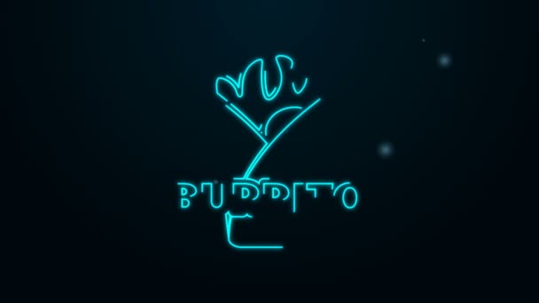 Leuchtende Leuchtschrift Burrito Symbol isoliert auf schwarzem Hintergrund. Traditionelles mexikanisches Fast Food. 4K Video Motion Grafik Animation — Stockvideo