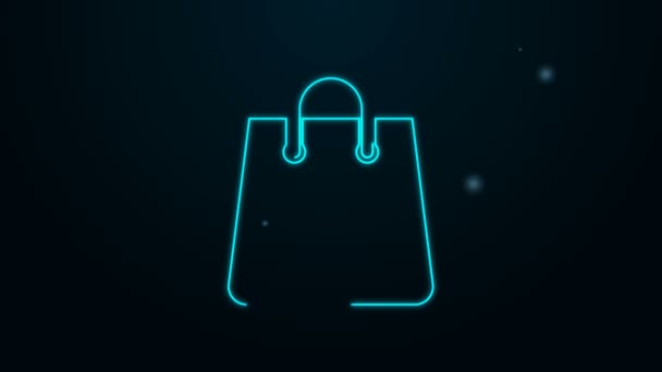 Glowing neon line Shopping bag with a triple X icon isolated on black background. 4K Video motion graphic animation — Stock Video