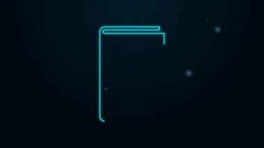 Parlayan neon çizgi Kitap simgesi siyah arkaplanda izole edildi. 4K Video hareketli grafik canlandırması