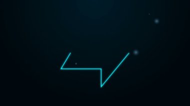 Parlayan neon çizgi ok simgesi siyah arkaplanda izole edildi. Yön Arrowhead sembolü. Navigasyon işaretçisi işareti. 4K Video hareketli grafik canlandırması
