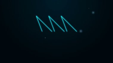 Parlayan neon çizgi ok simgesi siyah arkaplanda izole edildi. Yön Arrowhead sembolü. Navigasyon işaretçisi işareti. 4K Video hareketli grafik canlandırması