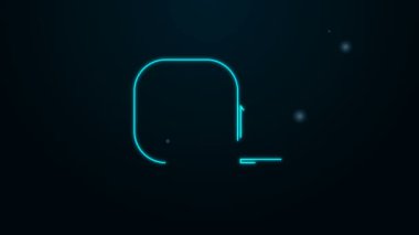 Parlayan neon hattı Rulet inşaat ikonu siyah arka planda izole edildi. Mezura ölçüm sembolü. 4K Video hareketli grafik canlandırması