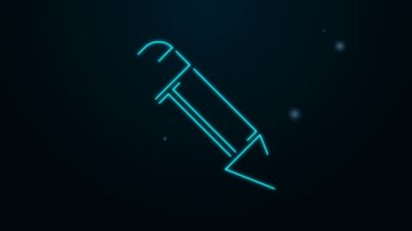 Parlayan neon çizgisi kalem simgesi siyah arkaplanda izole edildi. Eğitim işareti. Çizim ve eğitim araçları. Okul sembolü. 4K Video hareketli grafik canlandırması