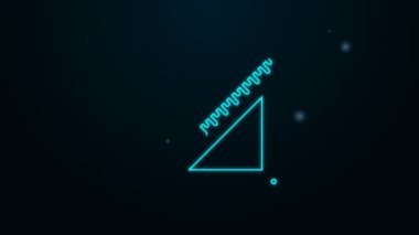 Parlayan neon çizgisi üçgen cetvel simgesi siyah arkaplanda izole edildi. Düz sembol. Geometrik sembol. 4K Video hareketli grafik canlandırması