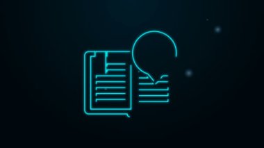 Parlayan neon hattı siyah arkaplanda izole edilmiş ilginç gerçekler simgesi. Kitap ya da makale imzası. Ünlem işareti. 4K Video hareketli grafik canlandırması