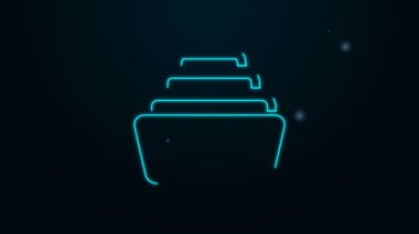 Siyah arkaplanda izole edilmiş belge simgesiyle parlayan neon hattı Çekmecesi. Arşiv çekmecesi. Dosya dolabı çekmecesi. Ofis mobilyası. 4K Video hareketli grafik canlandırması