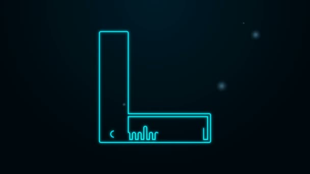 Glødende neon linje Folde lineal ikon isoleret på sort baggrund. 4K Video bevægelse grafisk animation – Stock-video