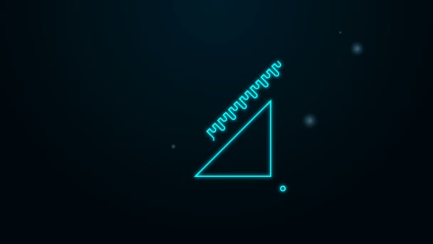 Ligne lumineuse néon Icône de règle triangulaire isolée sur fond noir. Symbole du rebord droit. Symbole géométrique. Animation graphique de mouvement vidéo 4K — Video