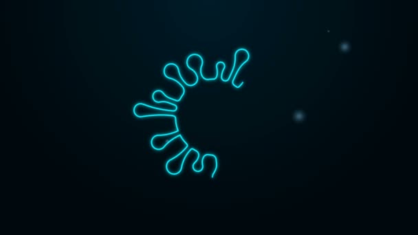 Zářící neonová čára Ikona bakterií izolovaná na černém pozadí. Bakterie a bakterie, onemocnění mikroorganismů způsobující, rakovina buněk, mikrobi, virus, houby. Grafická animace pohybu videa 4K — Stock video