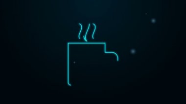 Parlayan neon hattı kahve fincanı simgesi siyah arka planda izole edilmiş. Çay fincanı. Sıcak içecek kahvesi. 4K Video hareketli grafik canlandırması