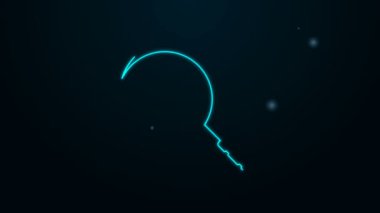 Parlayan neon çizgisi simgesi siyah arkaplanda izole edildi. Kanca işaretini topluyorum. 4K Video hareketli grafik canlandırması