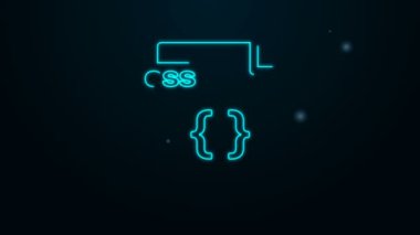 Parlayan neon hattı CSS dosya belgesi. Siyah arkaplanda css simgesi indir. CSS dosya sembolü. 4K Video hareketli grafik canlandırması