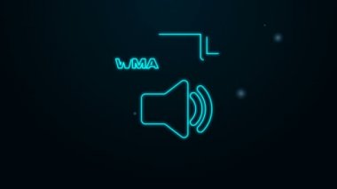 Parlayan neon hattı WMA dosya belgesi. Siyah arkaplanda wma düğmesi simgesi indir. WMA dosya sembolü. Wma müzik format işareti. 4K Video hareketli grafik canlandırması