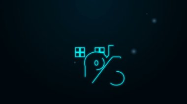 Siyah arkaplanda izole edilmiş indirimli etiket simgesi olan parlak neon hattı House. Evin yüzdesi tabela fiyatı. Emlak evi. Kredi yüzdesi sembolü. 4K Video hareketli grafik canlandırması