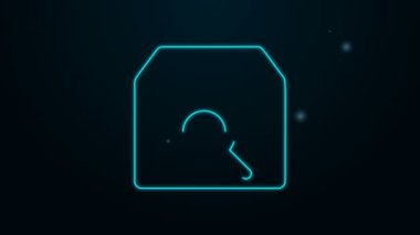 Parlayan neon hattı Arama paketi simgesi siyah arkaplanda izole edildi. Paket izleme sembolü. Büyüteç ve karton kutu. Lojistik ve teslimat. 4K Video hareketli grafik canlandırması