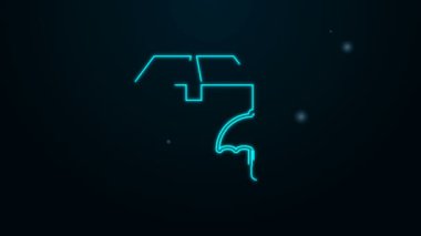 Siyah zemin üzerinde şemsiye sembolü olan parlak neon hattı teslimat paketi. Şemsiyeli karton kutu. Lojistik ve teslimat. 4K Video hareketli grafik canlandırması