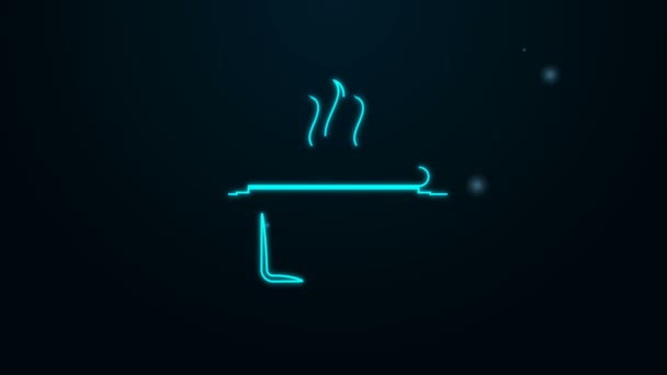 Gloeiende neon lijn Koken pot pictogram geïsoleerd op zwarte achtergrond. Kook of stoofpot voedsel symbool. 4K Video motion grafische animatie — Stockvideo