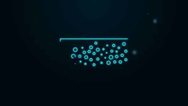 Светящийся неоновая линия Губка с пузырьками значок изолирован на черном фоне. Мерцание баста для мытья посуды. Логотип уборки. Видеографическая анимация 4K — стоковое видео