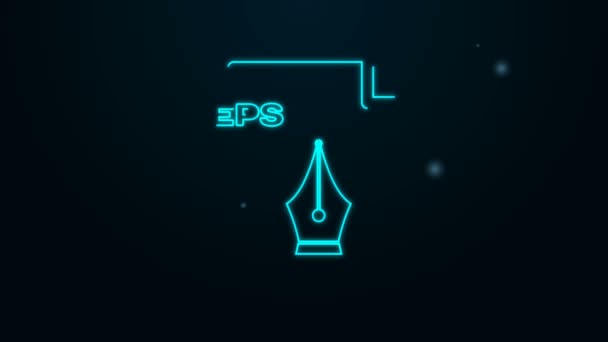 Glowing neon line EPS file document. Download eps button icon isolated on black background. EPS file symbol. 4K Video motion graphic animation — Stock Video