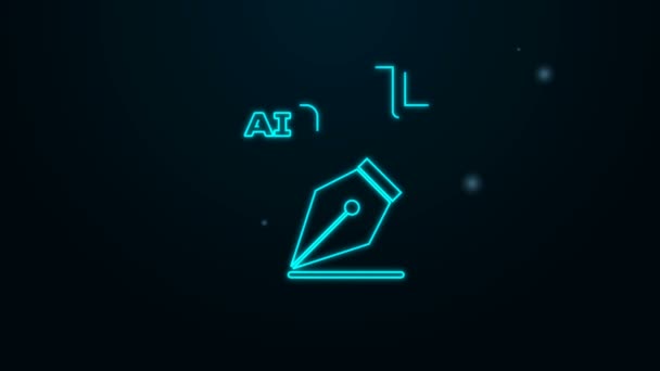 Zářivý neonový soubor AI. Stáhnout ikonu ai tlačítko izolované na černém pozadí. Symbol souboru Al. Grafická animace pohybu videa 4K — Stock video