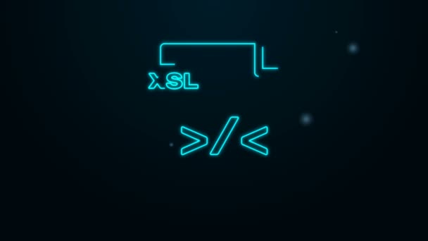 Glödande neon line XSL fildokument. Ladda ner xsl knapp ikon isolerad på svart bakgrund. Excel-fil symbol. 4K Video motion grafisk animation — Stockvideo