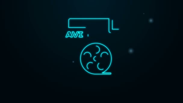 Świecący neonowy dokument AVI. Pobierz ikonę przycisku avi izolowaną na czarnym tle. Symbol pliku AVI. 4K Animacja graficzna ruchu wideo — Wideo stockowe