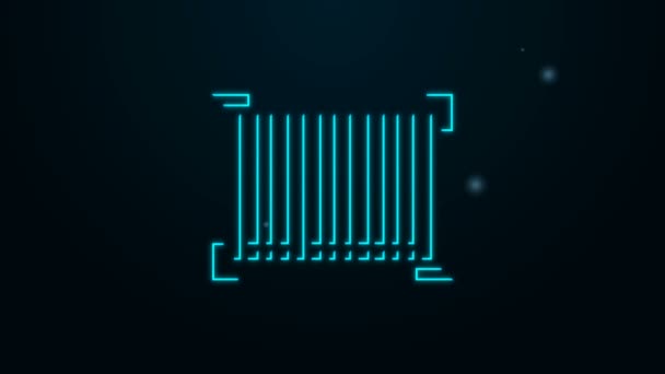 Icono de código de barras de línea de neón brillante aislado sobre fondo negro. Animación gráfica de vídeo 4K — Vídeos de Stock