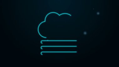 Parlayan neon hattı sis ve bulut simgesi siyah arkaplanda izole edildi. 4K Video hareketli grafik canlandırması