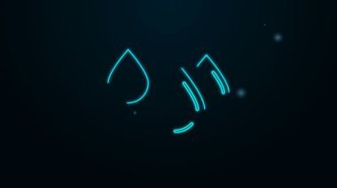 Parlayan neon hattı kara zemin üzerinde su damlası simgesi izole edildi. 4K Video hareketli grafik canlandırması
