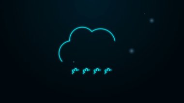 Siyah zemin üzerinde kar simgesi olan parlak neon çizgisi. Kar taneli bulut. Tek hava ikonu. Kar tabelası. 4K Video hareketli grafik canlandırması