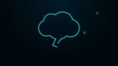 Parlayan neon hattı Storm simgesi siyah arkaplanda izole edildi. Bulut ve şimşek işareti. Fırtınanın hava durumu ikonu. 4K Video hareketli grafik canlandırması