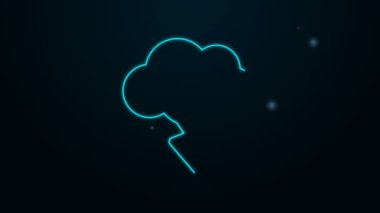 Parlayan neon hattı Storm simgesi siyah arkaplanda izole edildi. Bulut ve şimşek işareti. Fırtınanın hava durumu ikonu. 4K Video hareketli grafik canlandırması