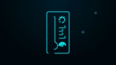 Parlayan neon hattı Meteoroloji termometresi, siyah zeminde izole edilmiş ısı ve soğuk ikonu ölçüyor. Termometre termometresi sıcak ya da soğuk hava gösteriyor. 4K Video hareketli grafik canlandırması