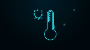Parlayan neon hattı Meteoroloji termometresi, siyah zeminde izole edilmiş ısı ve soğuk ikonu ölçüyor. Termometre termometresi sıcak ya da soğuk hava gösteriyor. 4K Video hareketli grafik canlandırması