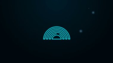 Parlayan neon çizgisi gökkuşağı simgesi siyah arkaplanda izole edildi. 4K Video hareketli grafik canlandırması
