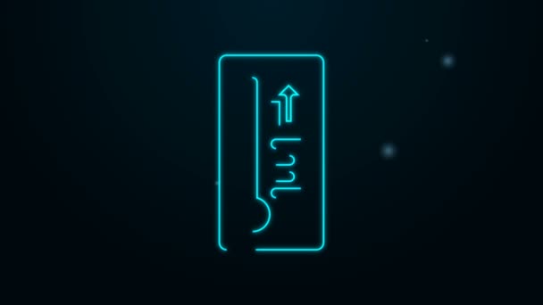 Glödande neonlinje Meteorologi termometer mäta värme och kall ikon isolerad på svart bakgrund. Termometerutrustning som visar varmt eller kallt väder. 4K Video motion grafisk animation — Stockvideo