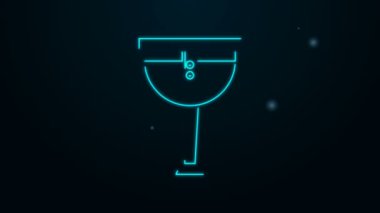 Parlayan neon hattı tahta bacak ikonu siyah arka planda izole edildi. 4K Video hareketli grafik canlandırması